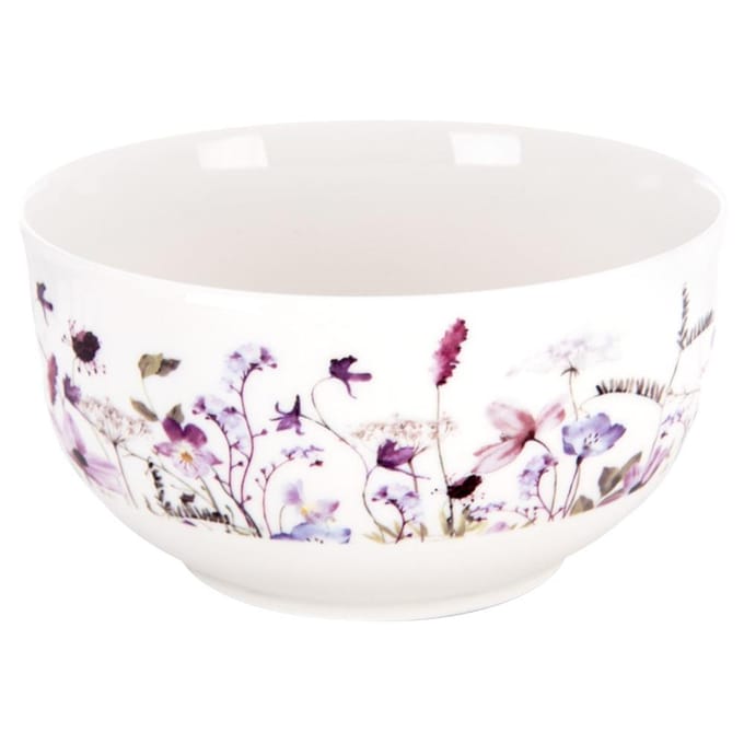 Assiette plate, porcelaine, blanc, fleurs, LOUKA, 27 cm