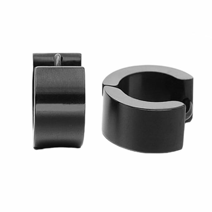 Fako Bijoux® - Oorringen - Stainless Steel - Breed - Zwart