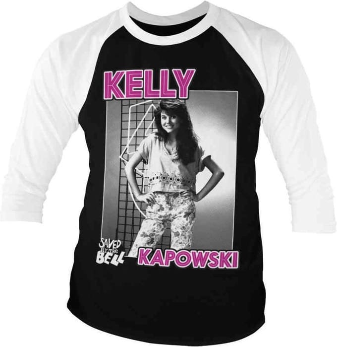 Saved By The Bell Raglan top -M- Kelly Kapowski Zwart/Wit