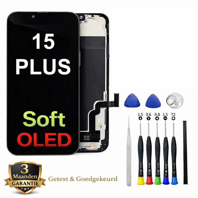 iPhone 15 Plus Soft OLED Premium Display – High Brightness – Complete Repair Kit