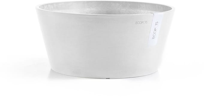 Ecopots Frankfurt 40 - Pure White - Ø41 x H17,8 cm - Ronde witte bloempot