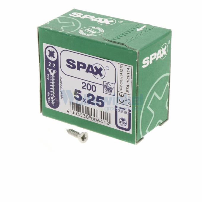 Spax Spaanplaatschroef Verzinkt PK 5.0 x 25 - 200 stuks