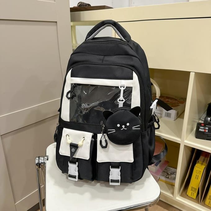 Sac à dos étudiant de lycée de grande capacité pour filles Version coréenne Sac d'école Harajuku Sac à douleur décontracté et mignon Sac à dos de collège
