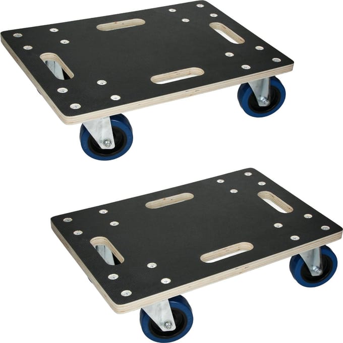 ECD Germany set 2 transportserie transportroller 35x50 cm met zeefdrukplaat PP-wielen tot 800 kg draagvermogen meubelroller en transporthulp voor verhuizing meubels en zware lasten stevig rollend karretje voor binnengebruik en eenvoudig meubelvervoer