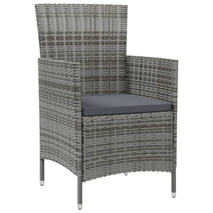 vidaXL - 5-delige - Tuinset - met - kussens - poly - rattan - grijs