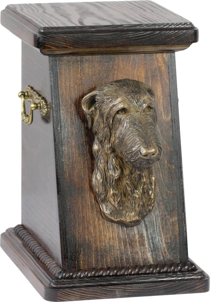 Elegante urn voor hondenas met beeld van Schotse Deerhound