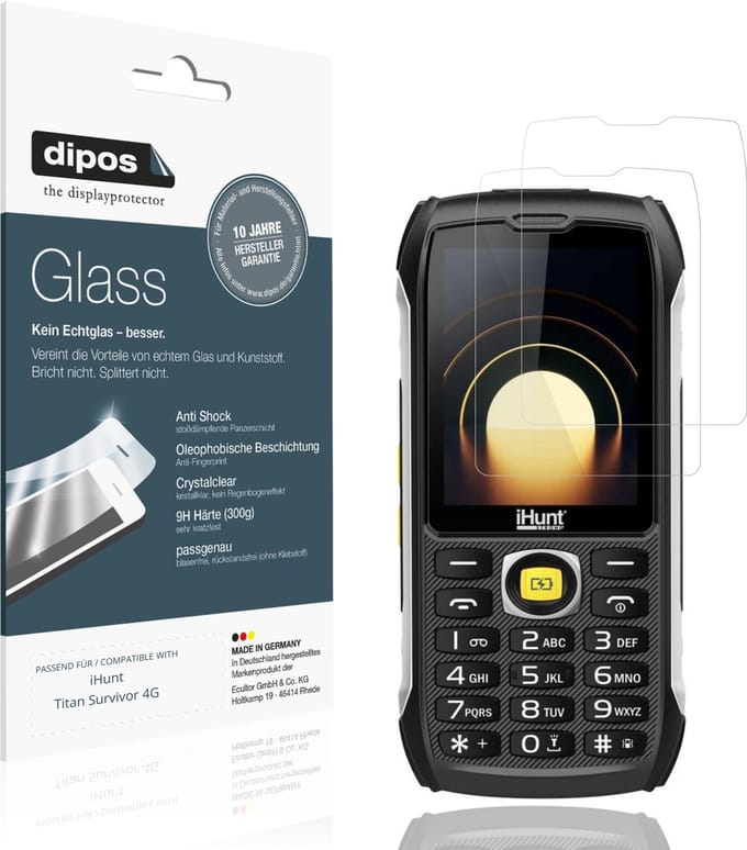 dipos – 2x Pantserfolie geschikt voor iHunt Titan Survivor 4G | 9H Screenprotector