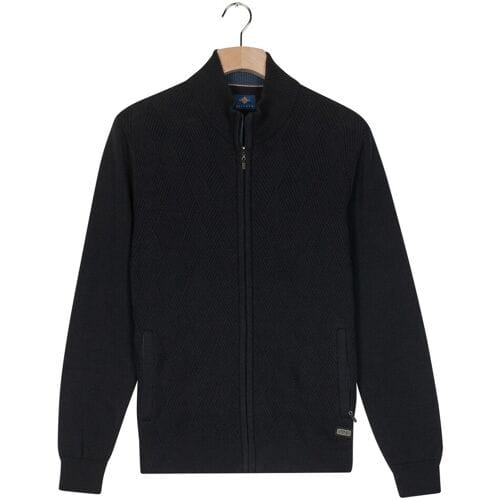 Baileys Vest Subtle Short Lines Woven Pattern Fullzip Structure Knit Navy / male