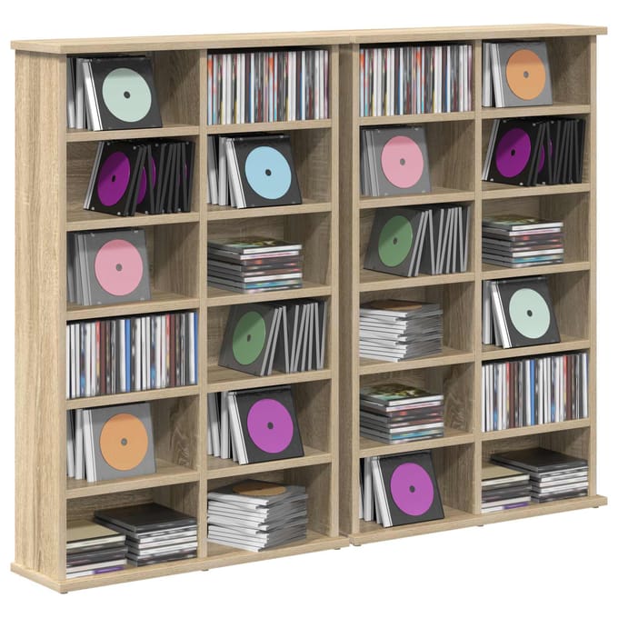 vidaXL - CD - Kast - 2 - st - Sonoma - Eiken - 60 - x - 17 - x - 92 - cm - Bewerkt - hout