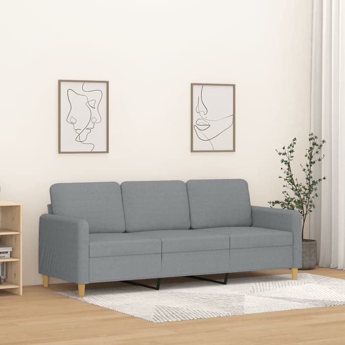 vidaXL - Driezitsbank - 180 - cm - stof - lichtgrijs