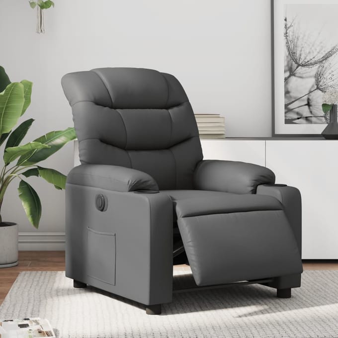 vidaXL - Fauteuil - verstelbaar - elektrisch - kunstleer - grijs