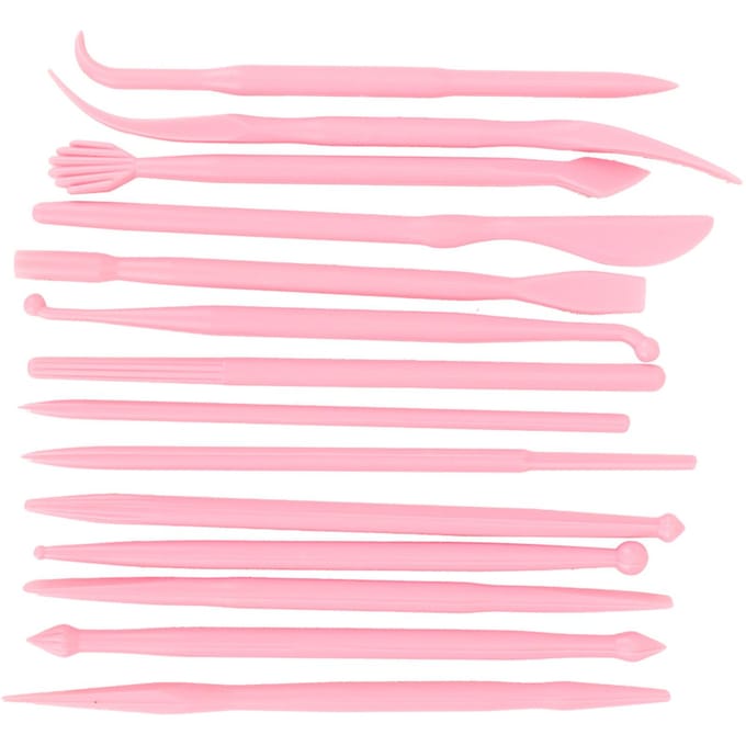 14 Stuks DIY Plastic Klei Boetseerset Aardewerk Vormer Polymeer Modelleren Handgereedschap(roze) roze