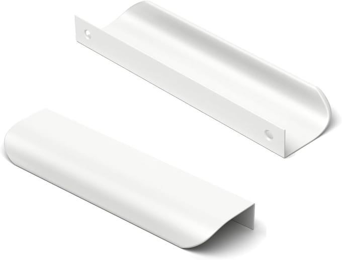 Set van 6 Versteekte Keukenhandgrepen - Witte Onzichtbare Trekhandgreep voor Keukenkastjes 96mm