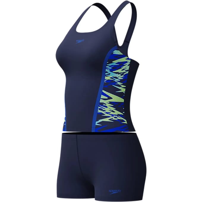 Speedo hyperboom splice tankini set in de kleur marine.