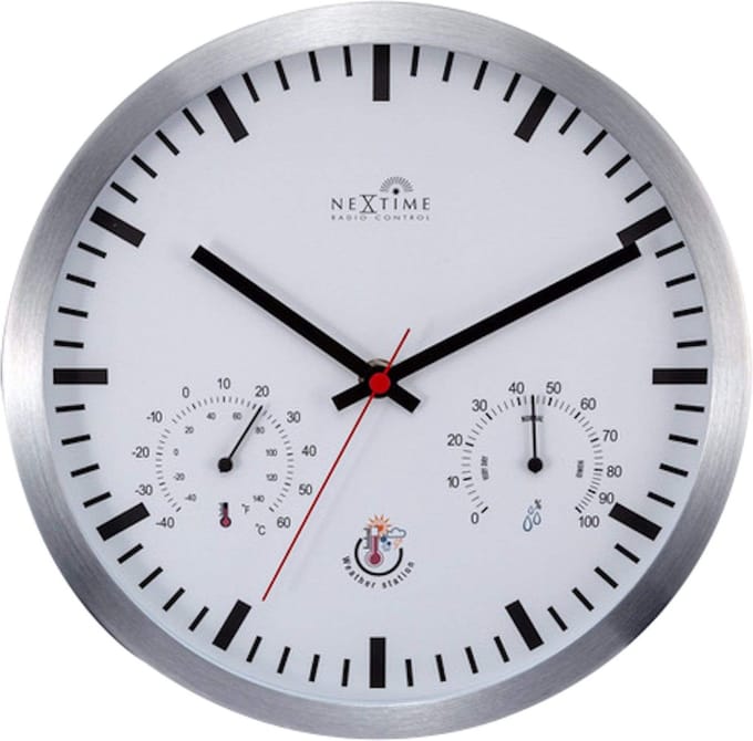 NeXtime Station – Stationsklok – 25 cm – Metaal – Wit – Zendergestuurd
