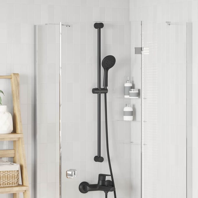 vidaXL - Douchkop - Houder - Zwart - 100 - cm - Roestvrij - staal