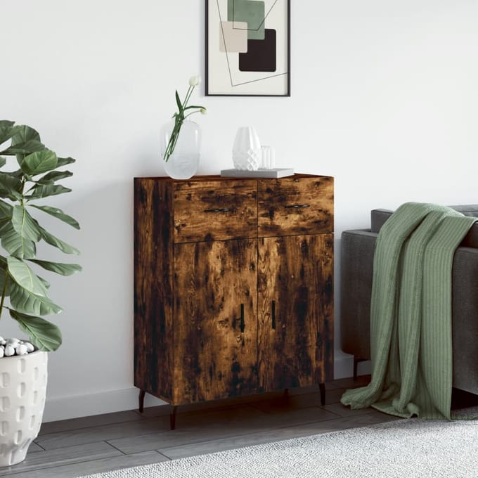 vidaXL - Dressoir - 69,5x34x90 - cm - bewerkt - hout - gerookt - eikenkleurig