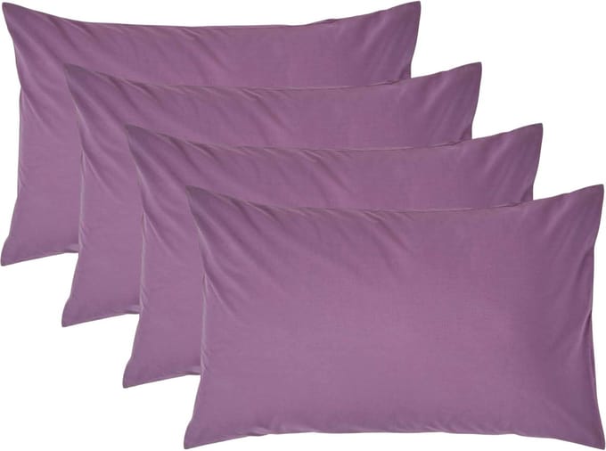 Homescapes Kussensloop 50x75 cm Set van 4 – Paars – 100% Egyptisch Perkal Katoen – 200 TC