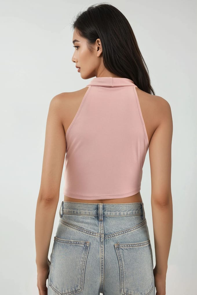 Drapé Halter Nek Mouwloze Crop Top
