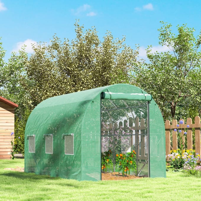 REDOM - Foliekas - Versterkte Constructie - Oprolbare Deur En Ramen - Tuin - Kunststof - Groen