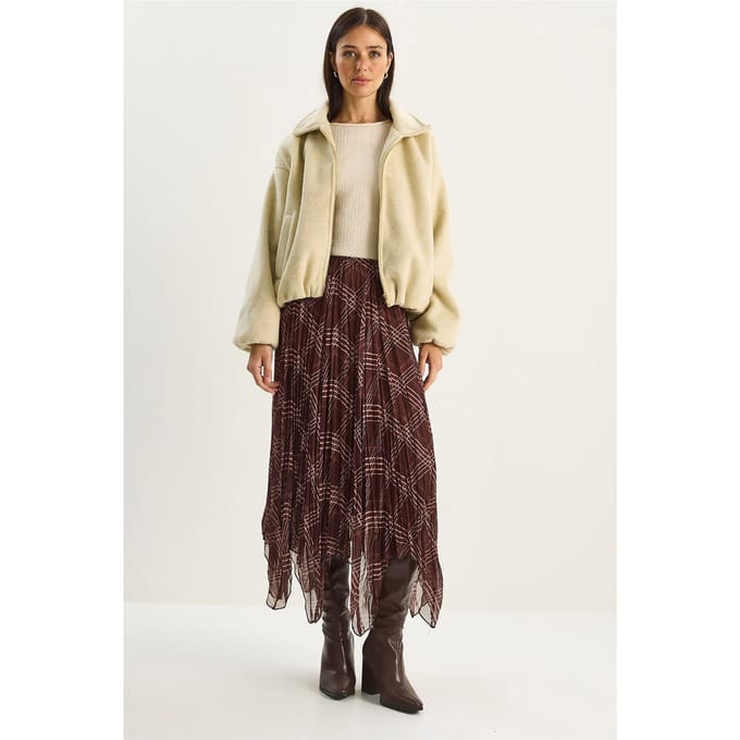 Geklede Ruit Midi Rok