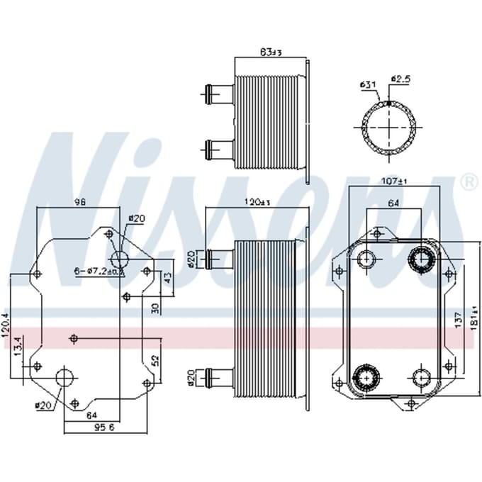 Olie radiator, motorolie NISSENS 91269