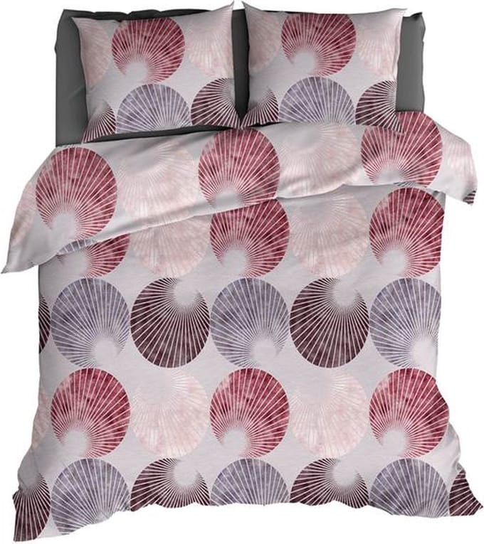 Romanette Gerlos Dekbedovertrek - Extra breed - 260x200/220 cm - Grijs/Bordo