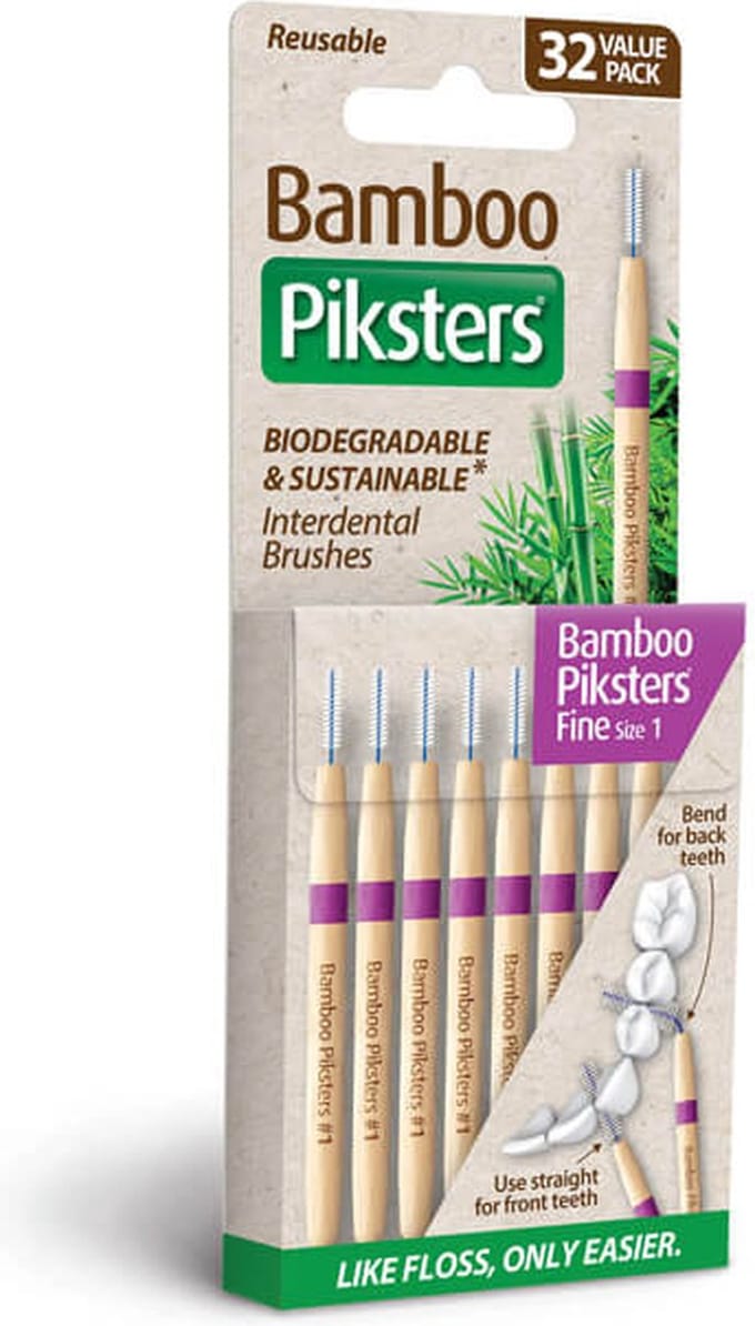 Piksters Bamboe Rechte Ragers - Maat 1 - Fijn Paars - 32 stuks