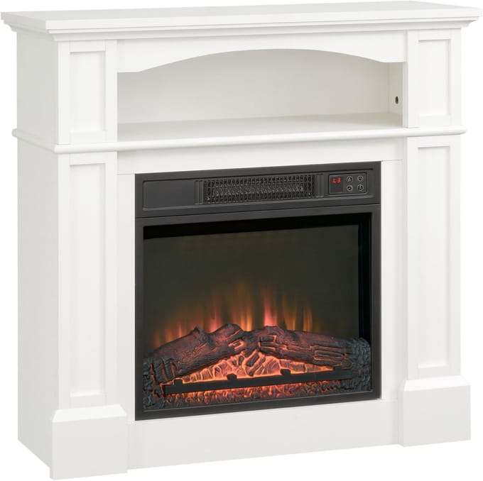 Elektrische Haard met Schouw - Realistisch LED Vlameffect - 1800W Verwarming - Woonkamer - Wit