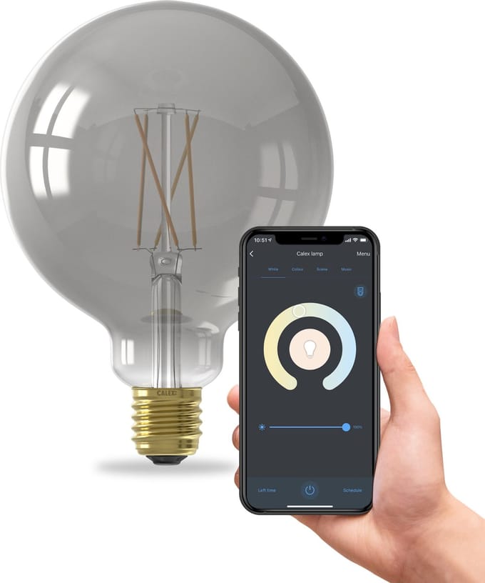 Calex Smart LED Lamp - Wifi Filament Verlichting - Globe 12,5cm - E27 - Slimme Bulb - Dimbaar - 7W