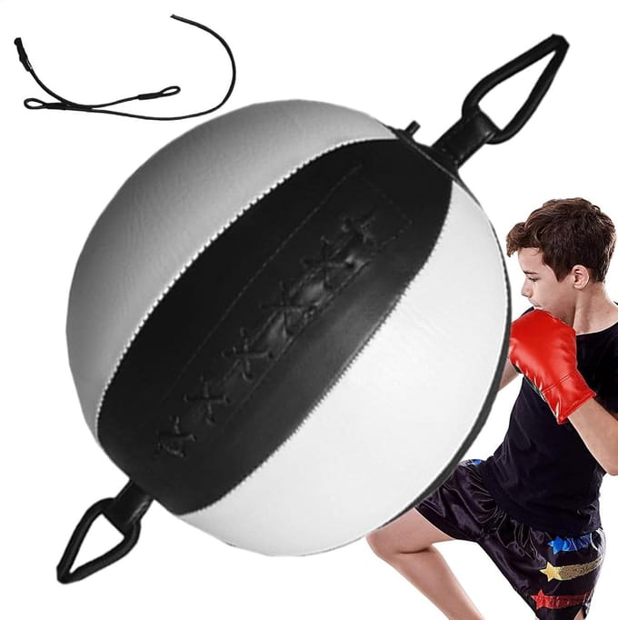 Boksbal - Reactiebal Training - Hand-oog Coördinatie - Stabiele Constructie - 20cm Diameter - Zwart Wit