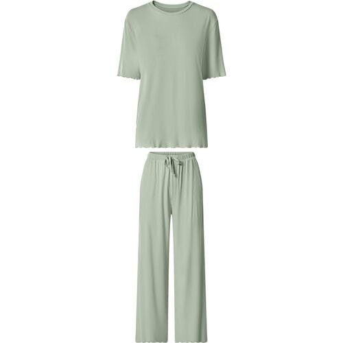 ESMARA Dames geribde pyjama (Groen, XS (32/34))