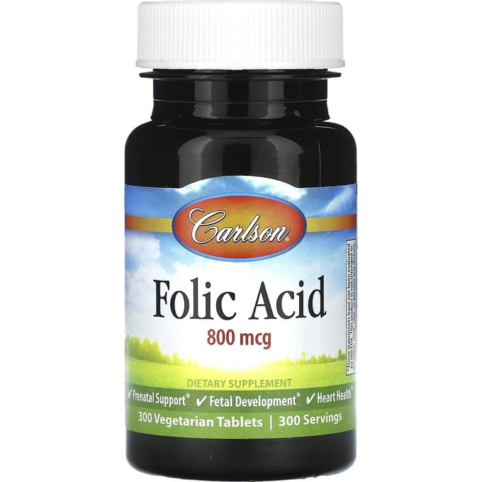 Foliumzuur, 800Mcg, Plantaardige Tabletten, 300 Tabletten
