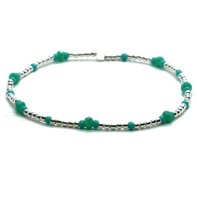 Heaven Eleven - dames - armband - sterling - zilver - 925 - Groen - 1,5mm