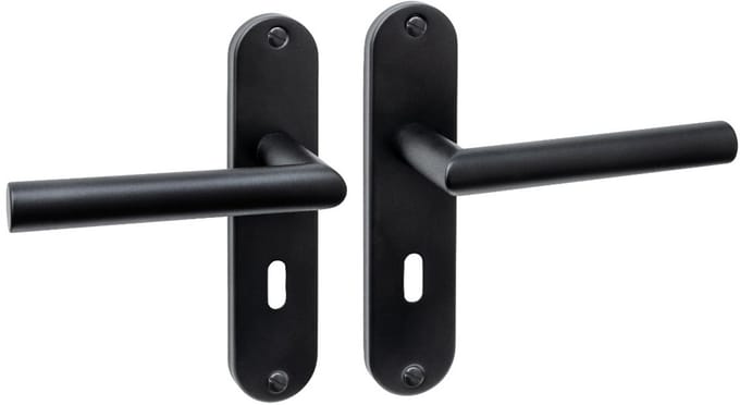 Intersteel Deurkruk Jura basic op schild ovaal 185x41mm sleutelgat 56mm zwart