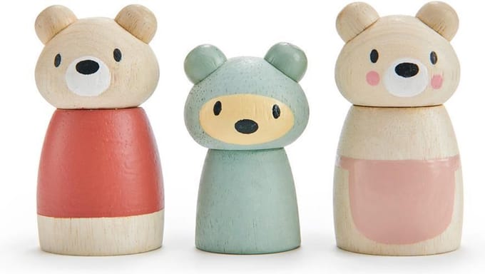 TENDER LEAF Preschool - Popje - Berenfamilie - 10X4X7Cm - Hout - 3 Jaar