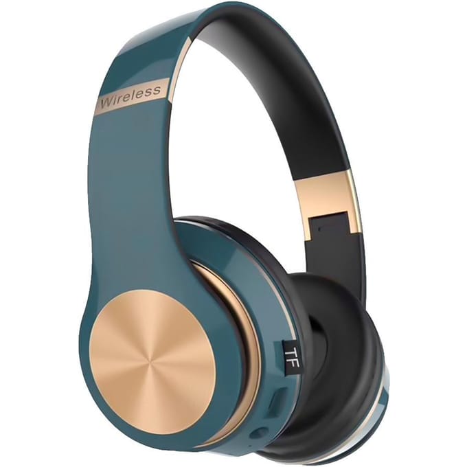 Écouteurs Bluetooth sans fil pliables, casque d'écoute stéréo 3D, réduction du bruit, écouteurs de jeu avec micro bleu