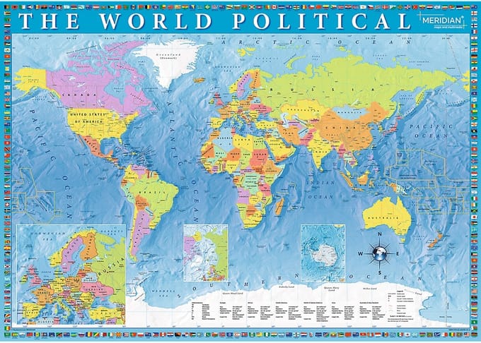 Trefl puzzel - Politieke wereldkaart 2000 stukjes educatief karton.