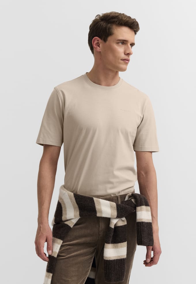 Bugatti Herren T-shirt van katoen met print op de borst