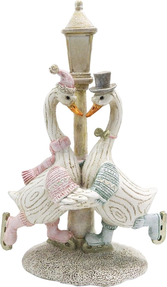 Clayre & Eef Beeld Eend 14x8x21 cm Wit Polyresin Woonaccessoires
