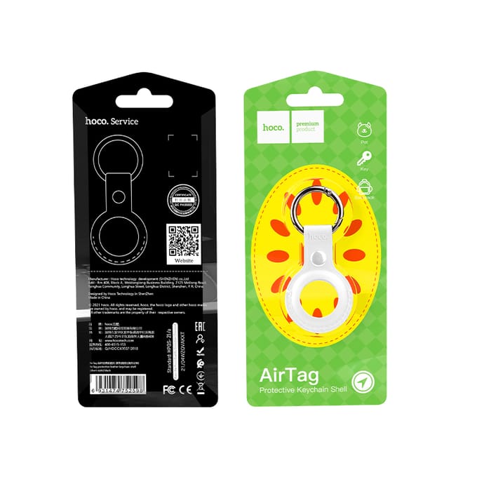 Premium Lederen Hanger voor Apple Airtag - Sleutelhanger - Hoesje  - Wit