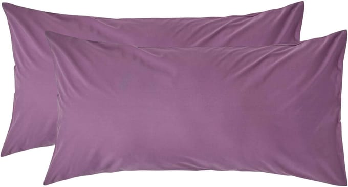 Homescapes Kussensloop 50x90 cm Set van 2 – Paars – 100% Egyptisch Perkal Katoen – 200 TC