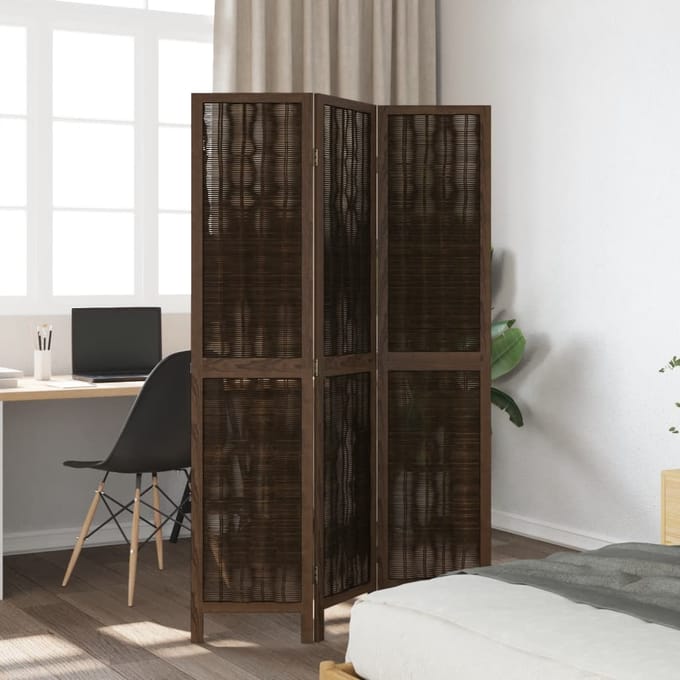 vidaXL Kamerscherm met 3 panelen massief paulowniahout donkerbruin