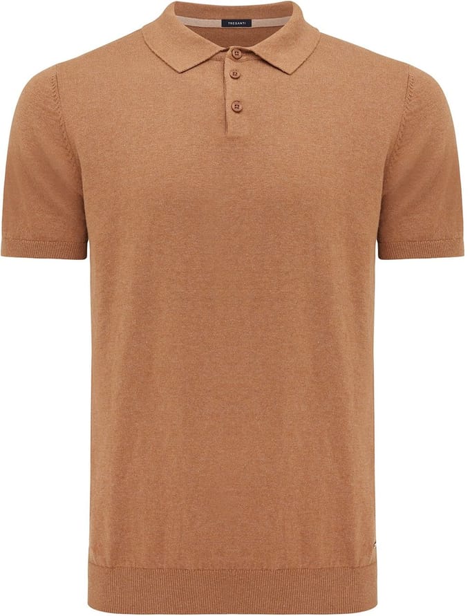 TRESANTI | TREVOR | Basic gebreide polo katoen kasjmier | bruin | Size M