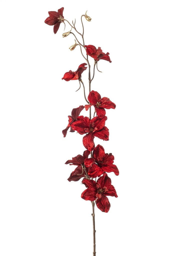 Emerald - Kunstbloem Ridderspoor velvet 85cm rood - Kunstplant voor binnen