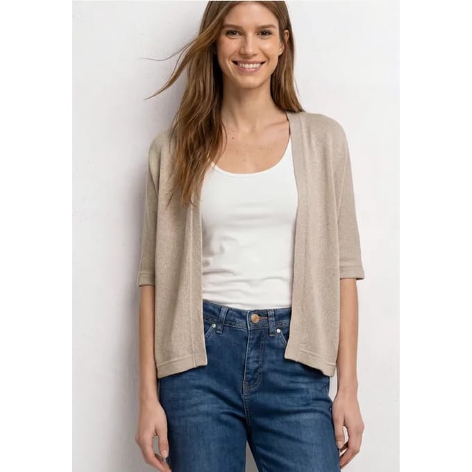 Jas met korte mouwen in gebreide look met glitters