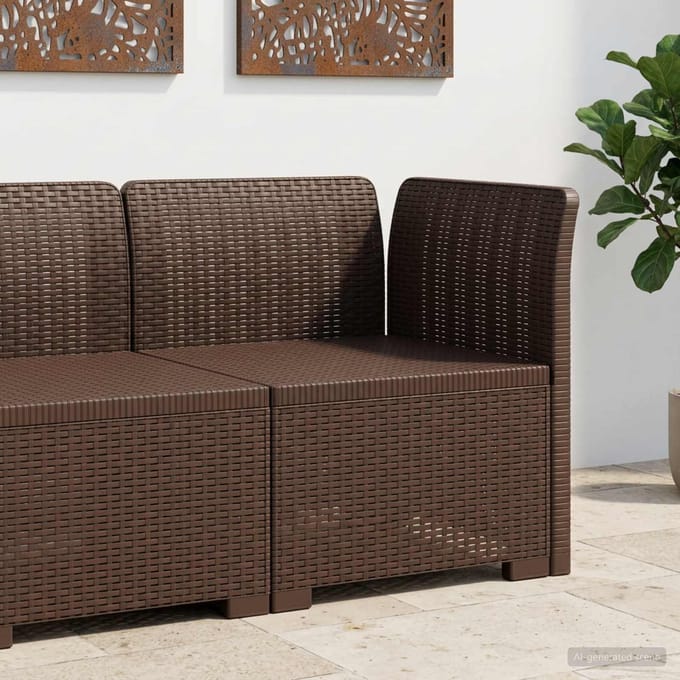vidaXL - Eén-zits - Tuin - Sofa - Rieten - Look - PP - Bruin