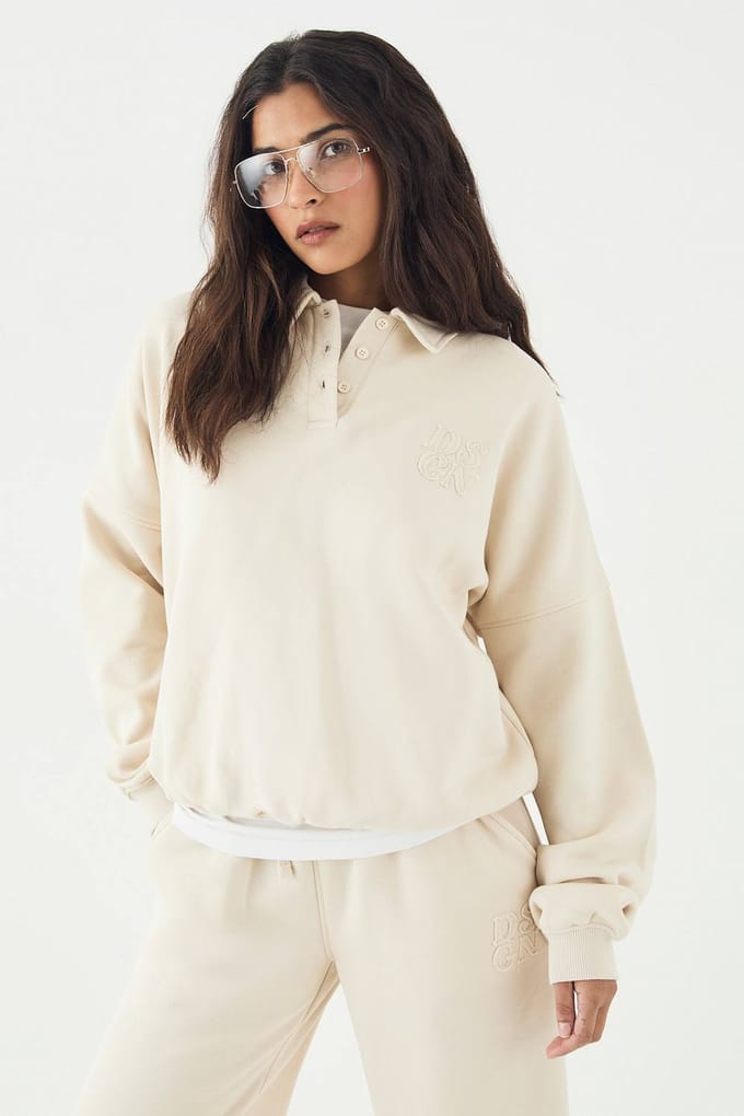 Dames DSGN Studio Sweater met Kraag | Stone | Maat: XL