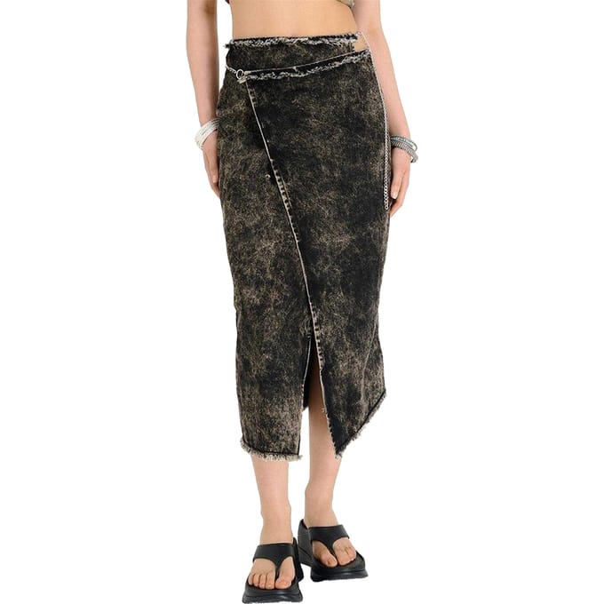 The Ragged Priest Rune Denim maxi-rok met relaxte pasvorm voor dames (Bruin)