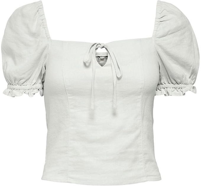 Only Caro Puff Linen Blend Blouse Met Korte Mouwen Wit M Vrouw